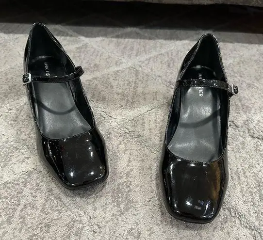 Marc Fisher  Black Patent Leather Palie Block Heel Mary Janes Nessily size 10