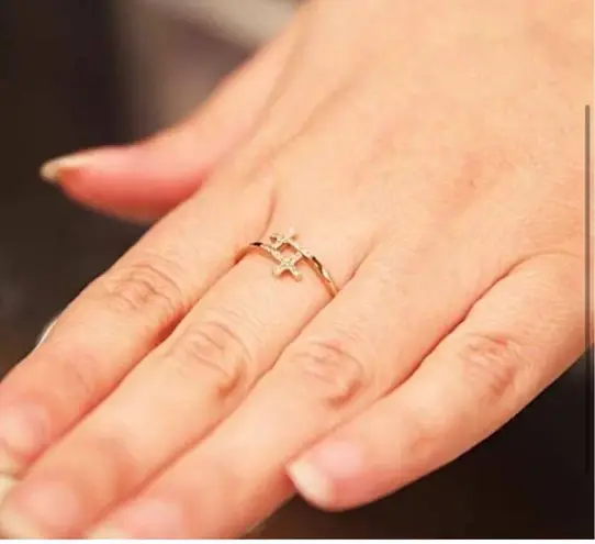 Eye Candy Silver Sterling 925 Gold Plated Minimalist Ring with Zirconia