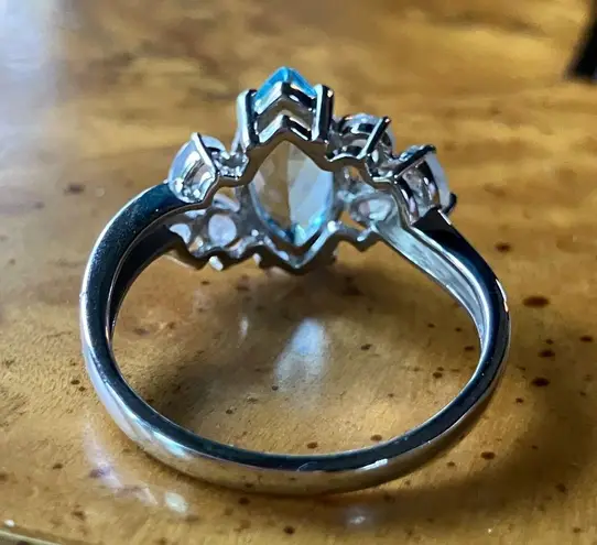 Sky Blue Topaz Rainbow Moonstone Sterling Silver Ring Size 10