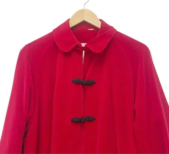 Vintage 1950s Red Velvet Long Evening Swing Coat Size Medium Rockabilly Festive
