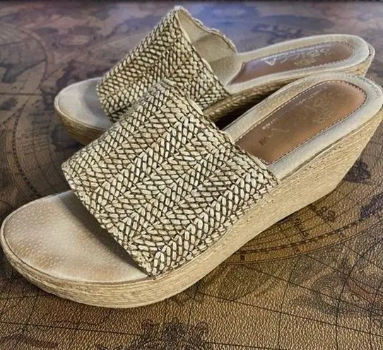 sbicca Womens Ballona Natural Beige Jute Slip On Platform Wedge Sandal sz 9M Y2K