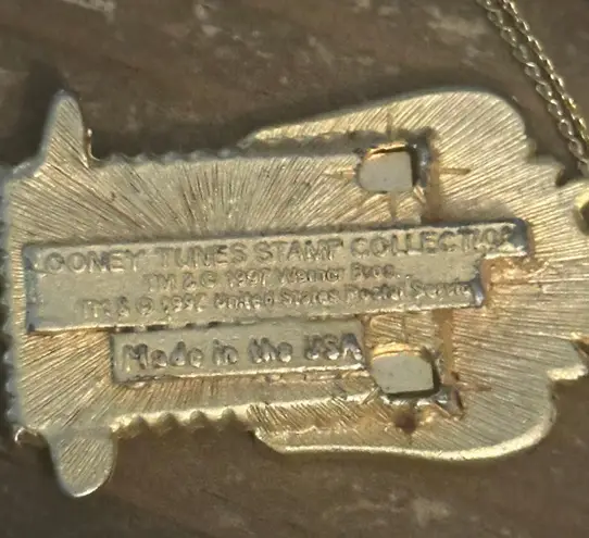 Looney Tunes Vintage Tasmanian Devil Bugs Bunny stamp pendant necklace