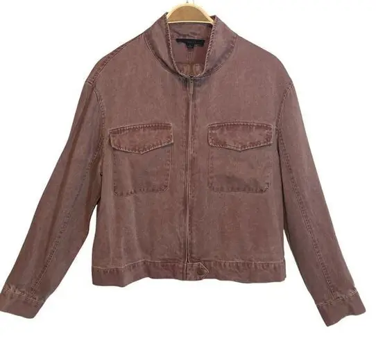 Jane and Delancey Lyocell Dusty Rose Double Chest Pockets Full Zip Bomber Jacket