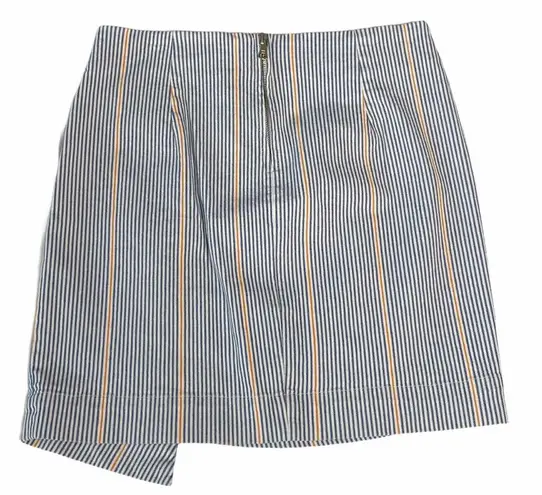 3x1 new ✦ Jane Ruffle Stretch Denim Mini Skirt ✦ Blue Ticking Stripe ✦ Size XS ✦
