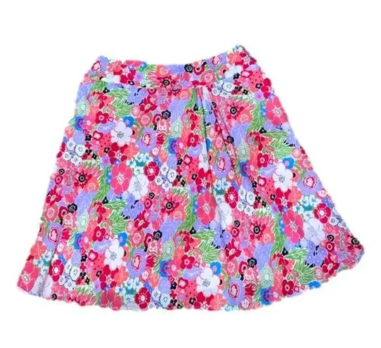 Y2K Silk Floral Slip Skirt Women Size 14 Vintage Cottagecore Boho Floral pleated Red