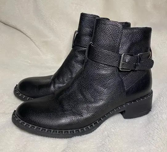 Gentle Souls Leighton Black Leather Moto Boots Ankle Zip Up 7.5
