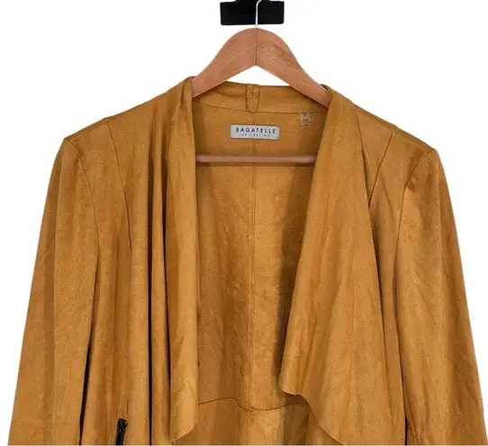 Bagatelle Sienna Brown Drape Front Faux Suede Jacket size Small Long Sleeve Soft