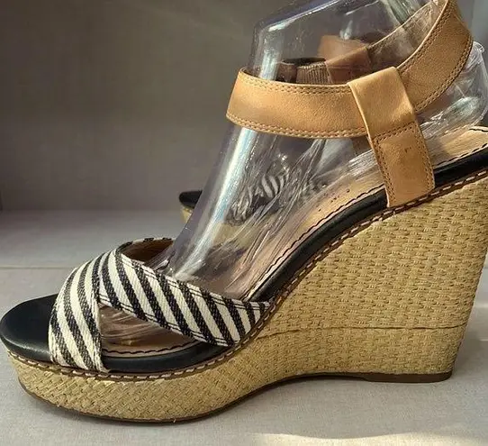 Splendid denim stripe espadrille wedges