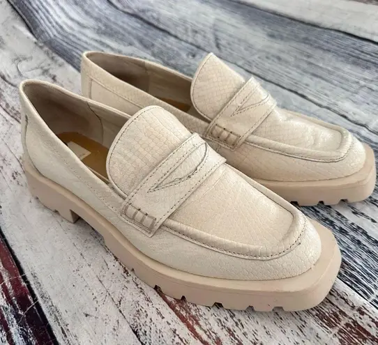 Dolce Vita Elias Ivory Leather Chunky Loafers White Size 10