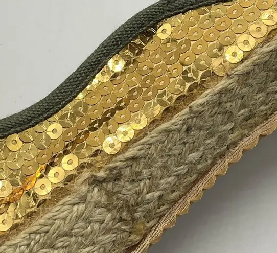 Mickey Mouse Sz 7 Slip On Shoes Green Gold Sequins Espadrille Soles
