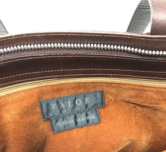 FALOR Brown leather tote purse, made in Italy