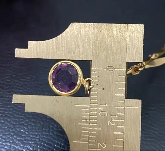 Amethyst Vintage Unsigned Purple Austrian Crystal Charm Gold-tone 54” Necklace