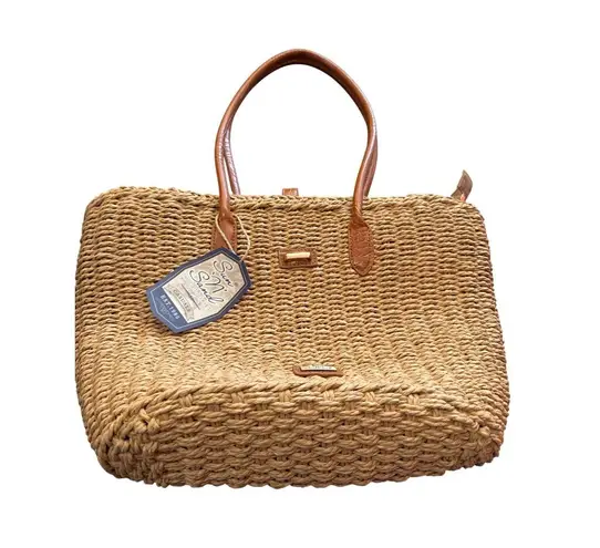 Sun & Sand woven Straw Tote Bag With Faux Leather Handles SKU CS8029/9641442 Brown