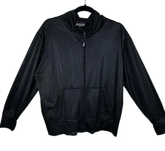 Nine West  Active Black Full Zip Lightweight Sheer Athletic Jacket Pockets Size M