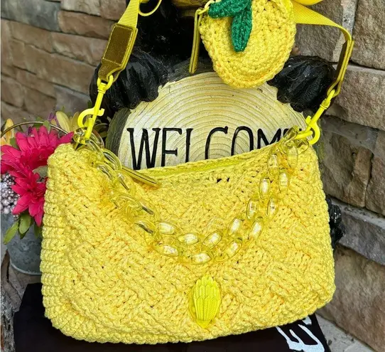 Kurt Geiger Authentic LONDON Crochetted zip top crossbody and pouch