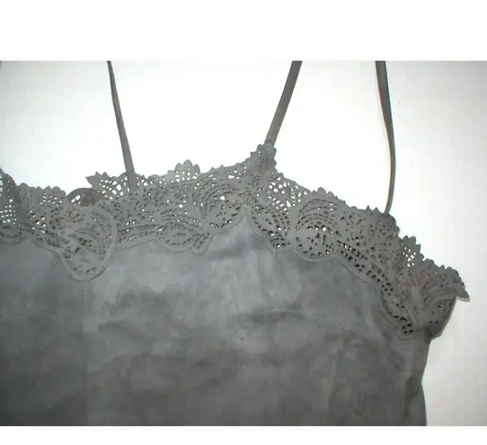 Womens New Ralph Lauren $398 NWT Gray Leather Suede Lace Tank Top Cami Nice 10