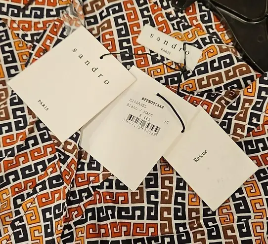 Sandro ππ Logo Printed Satin Mini Dress 36 EU NWT *Altered/Shortened*