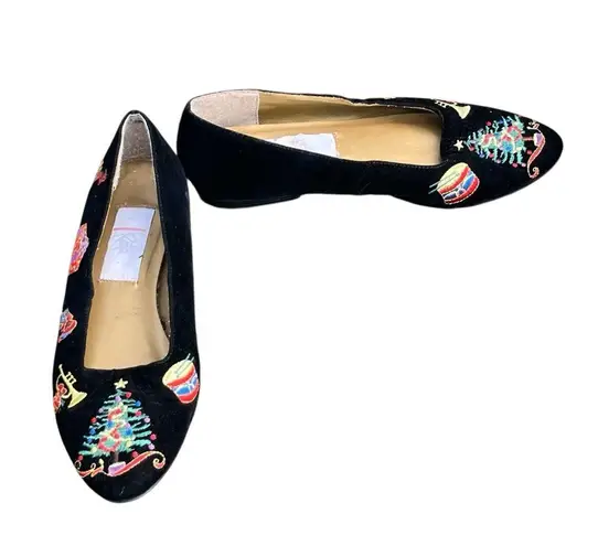 Vintage 1990’s Rate velvet Christmas loafers Black Size 7.5