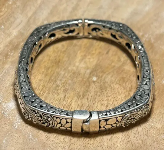 Sterling Silver Sarda Filigree Hinged Bangle Bracelet