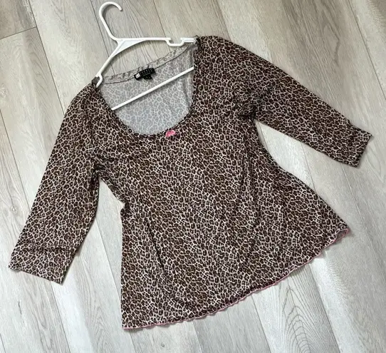 Carole Little Top leopard animal print intimates womens Brown (large) y2k