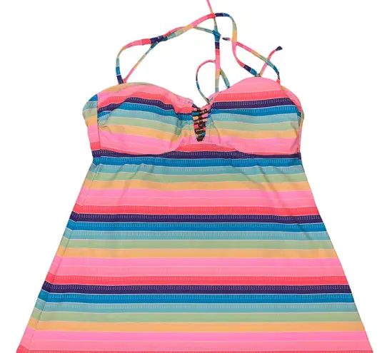 Hobie Rainbow Striped Bra Tankini Swim Top