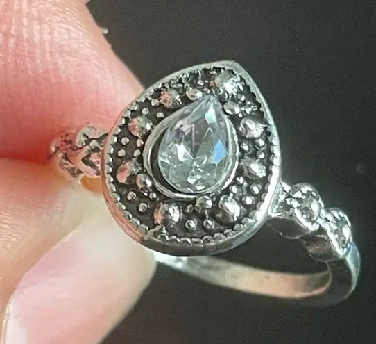 Water drop crystal ring size 7