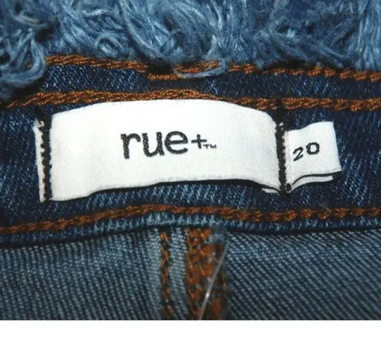 NWT Rue + High Rise Festival Shortie Jean Shorts Size 20 Lace Front Raw Edge Hem Blue