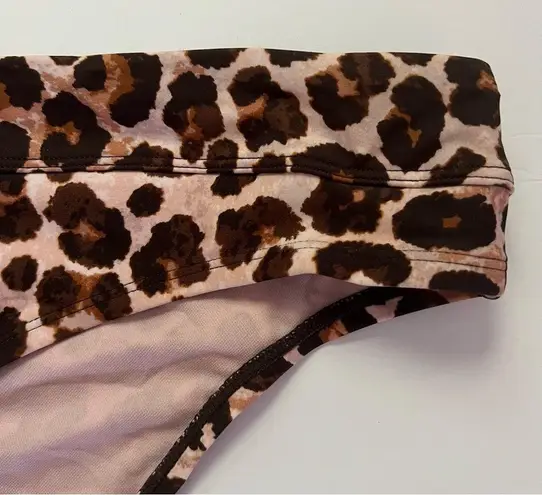 Kona Sol Animal Print Medium Coverage Hipster Bikini Bottom Leopard Pink Swim XL