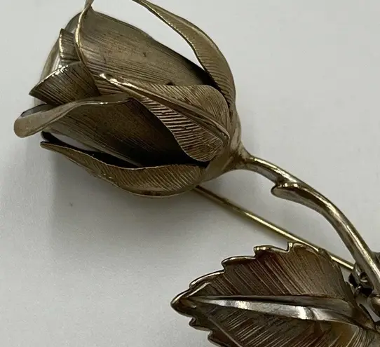 Giovanni Silver Toned Rose Bud Flower Brooch Pin