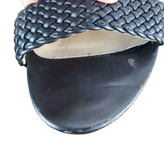 White Mt Emerie Heels Womens 8 Black Faux Leather Strappy Open Toe Sandals Shoes