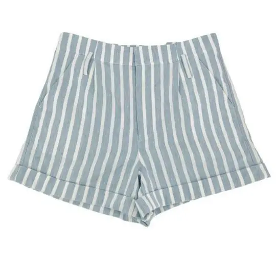 frame denim FRAME Linen Blend Striped High Rise Shorts Size 8