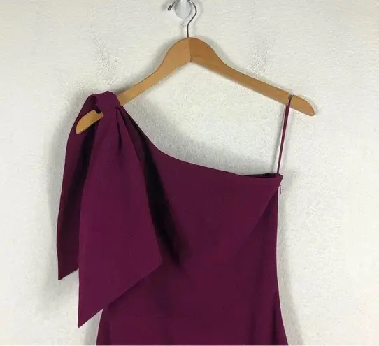 Dress the Population  Tiffany Magenta One Shoulder Bow Crepe Midi Dress Small
