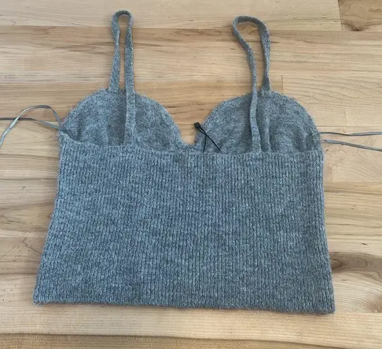ZARA Gray Knit Corset Crop top - NWOT