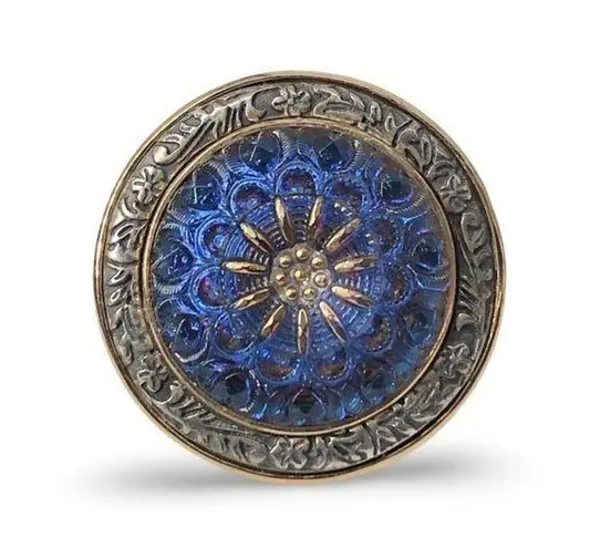 Amy Kahn Russell Bronze Art Deco Ring | Unique Statement Piece Blue Size 8