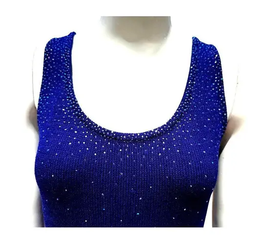 Vintage Dress by St John 2 Royal Purple Santana Knit Maxi Rhinestone Sparkle Gow