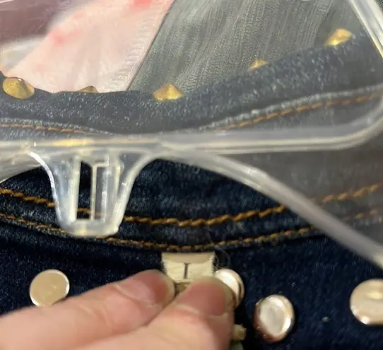 36.5 36 point 5 Gold Studded Jean Jacket Denim Coat Size XS