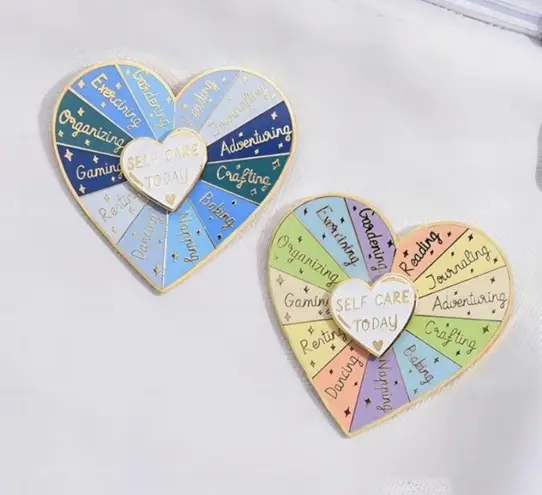 Self Care Enamel Heart Pin Gold