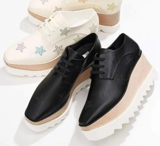 Stella McCartney Elyse White Star Platform Shoes New with Flaw