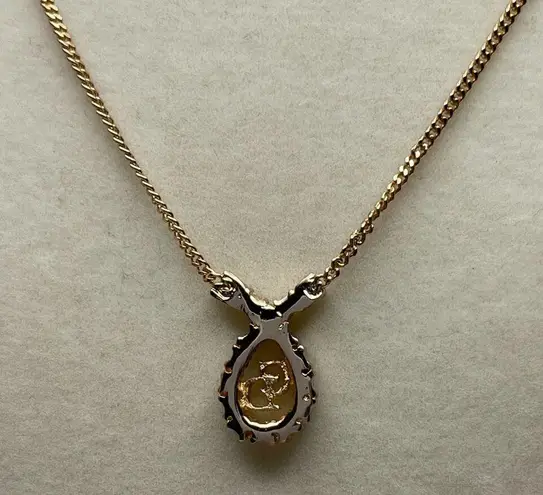 Christian Dior Vintage Crystal Ribbon CD Pendant Necklace