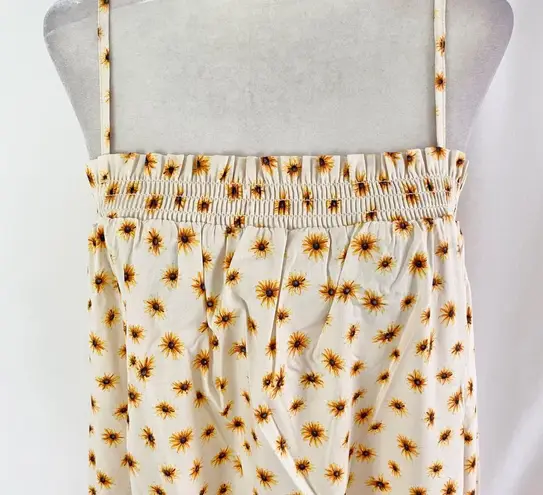 We Wore What New Daisy Print Floral Smocked Midi Dress Ivory Multi Size Medium