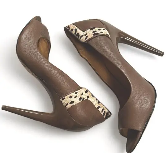 LAMB Dora Taupe Cheetah Heels 7