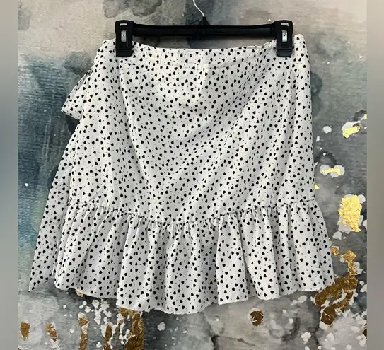 White and Black Polka Dot Mini Skirt Size L