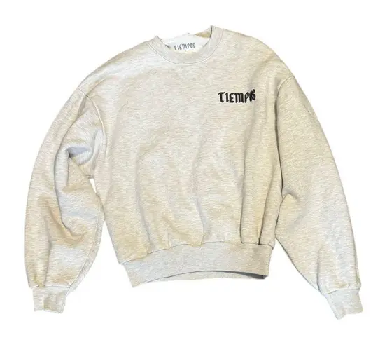 TIEMPOS “Madre” Sweatshirt Grey Crewneck, Made in LA, Oversized Fit (Size S) Gray