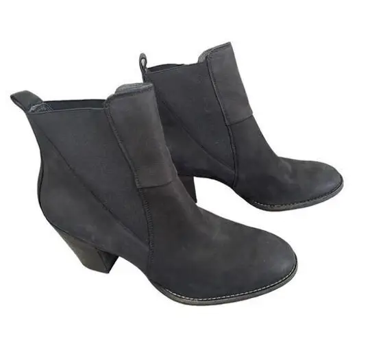 Paul Green 7  Jules Black Suede Boots Stacked Heel Booties Chelsea