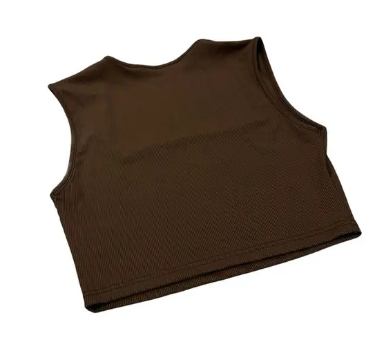 Brown Crop Top Baby Tee Top Square Neckline Design Shirt Women’s Size Medium Fit