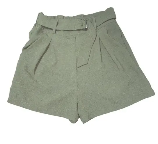 Abound 3/20 NWOT  high waist poly belted shorts army green size small