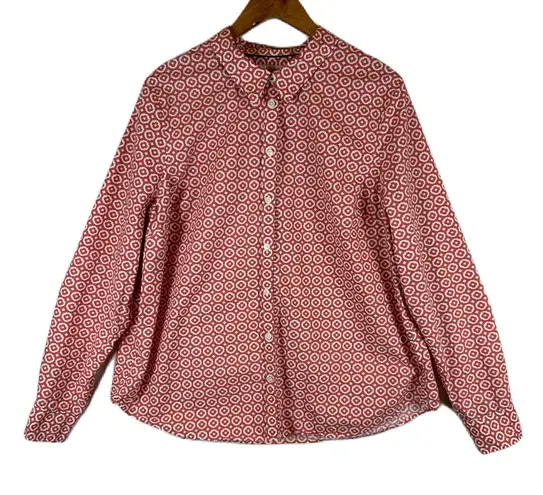 Boden USA Boden Women's Button Down Shirt Long Sleeve Geometric Print Casual Top 16/18R