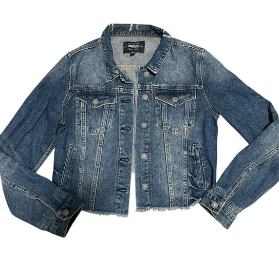 Silver Jeans Silver Jean Company Women’s Shelby Cropped Denim Distressed Frayed Jacket S