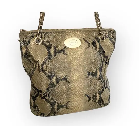 DKNY  ᪥ Crossbody Leather Convertible Bag ᪥ Double Chain ᪥ Metallic Python Print