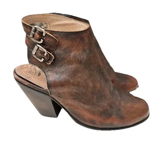 Freebird by Steven Brown Ankle Boots with Distressed Leather Chunky Heel 9 Shoes